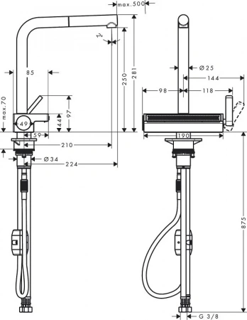 Фото смеситель для кухонной мойки hansgrohe aquno select 73836670