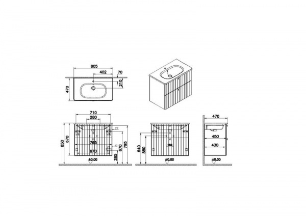 Фото тумба с раковиной vitra root groove 80 см 69436