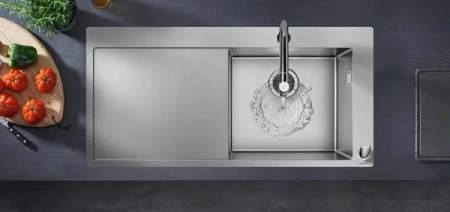 Фото смеситель для кухонной мойки hansgrohe metris select 73804000_vstvo