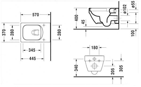Фото унитаз подвесной безободковый duravit vero air 57 см 2525090000