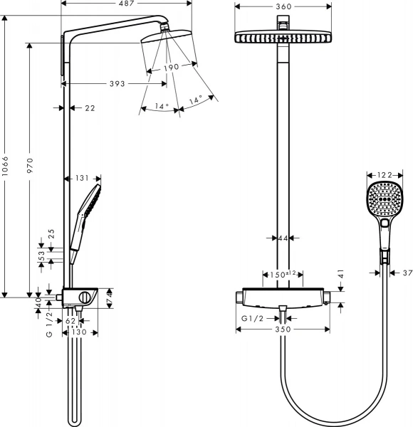 Фото душевая стойка hansgrohe raindance e 27112400