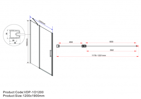 Фото душевая дверь vincea orta 120 см vpp-1o120cl