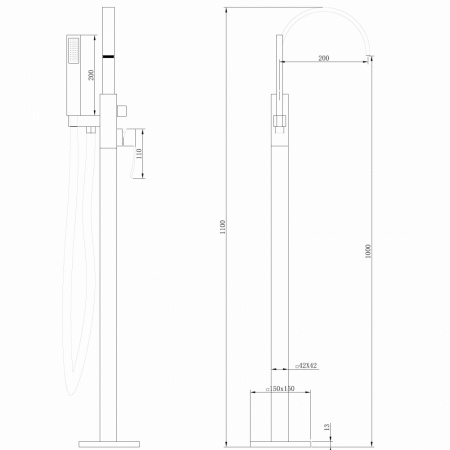 Фото напольный смеситель для ванны abber wasserfall af8615g