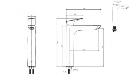 Фото смеситель для раковины акватек вега aq1004bgm,цвет: сталь