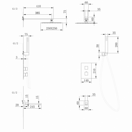 Фото душевой набор со встроенным смесителем abber daheim af8250w