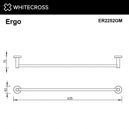 Фото полотенцедержатель 60 см whitecross ergo er2252gm, цвет: оружейная сталь