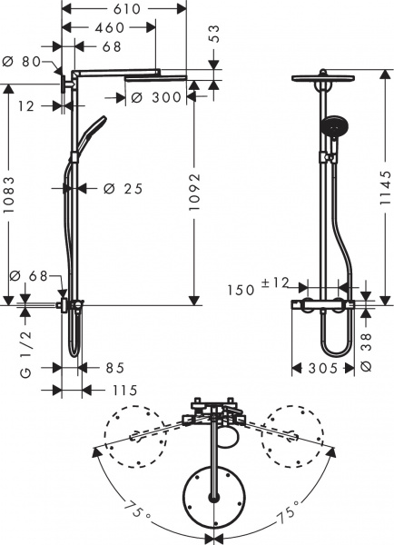Фото душевая стойка hansgrohe raindance select s 300 showerpipe 27114000