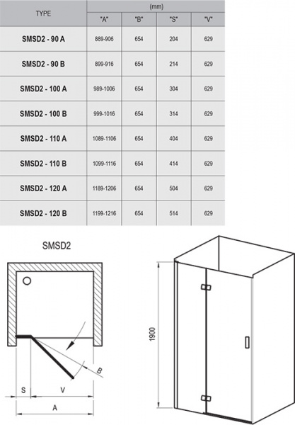 Фото душевая дверь ravak smartline smsd2-100 100 см 0slaba00z1