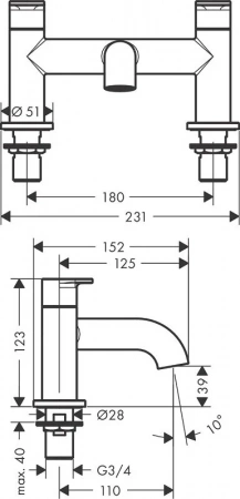Фото смеситель для ванны hansgrohe vernis blend 71442670