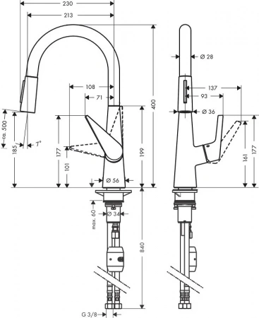 Фото смеситель для кухонной мойки hansgrohe talis 72817000