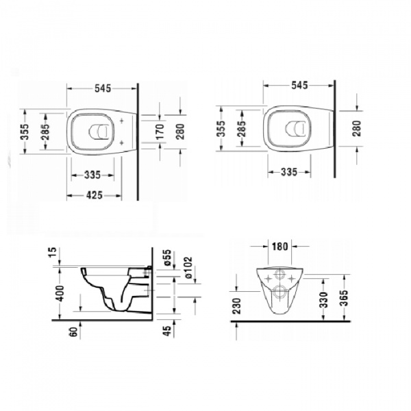 Фото унитаз подвесной безободковый duravit d-code 54.5 см 45700900a1 (257009+006739)