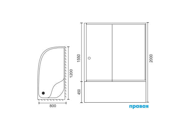 Фото душевое ограждение royal bath bk rb8120bk-t-bl-r 120x80 см