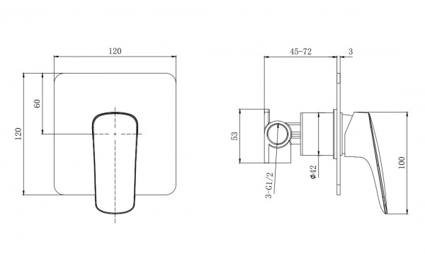 Фото встраиваемый смеситель для душа акватек вега aq1066cr, цвет: хром