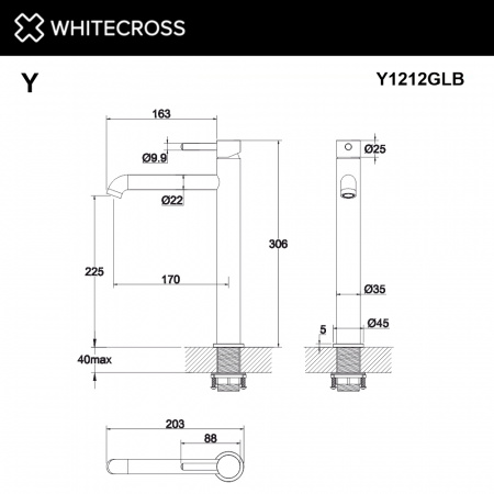 Фото смеситель для раковины whitecross y y1212glb, цвет: золото