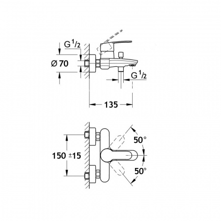 Фото смеситель для ванны aquame prato aqmp6112, цвет: хром