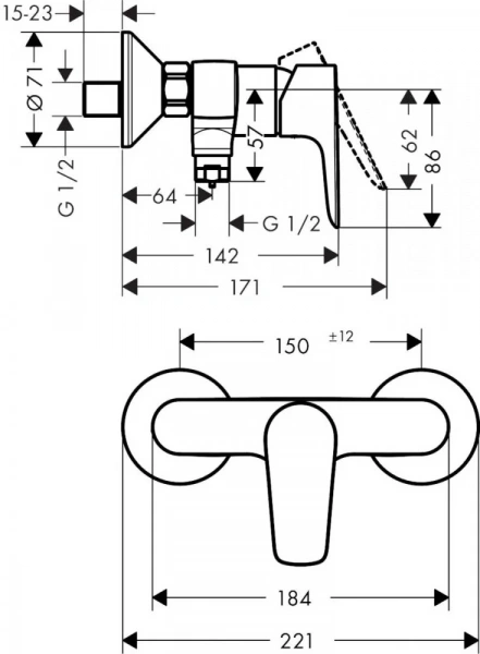 Фото смеситель для душа hansgrohe talis e 71760700