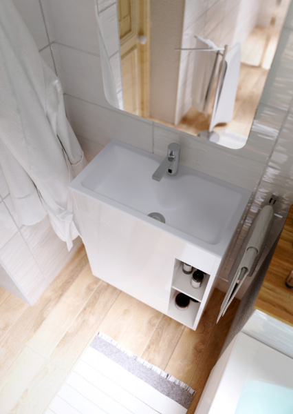 Фото тумба с раковиной 1marka lido 60 см, цвет: белый глянец у83298