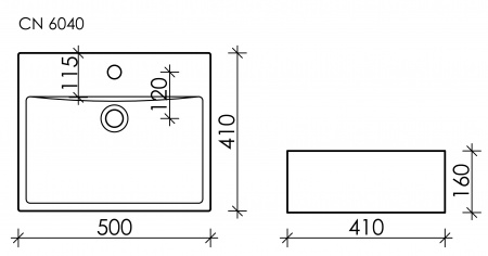 Фото раковина накладная ceramicanova element 50 см, цвет: белый cn6040