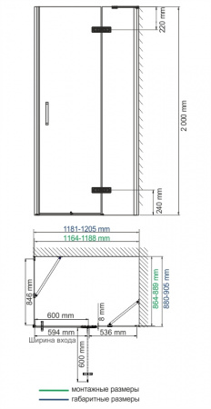 Фото душевое ограждение wasserkraft aller 120x90 см 10h07black l/r