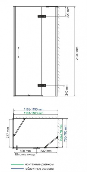 Фото душевое ограждение wasserkraft allerblack 120x80 см 10h06rblack