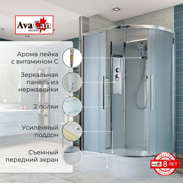 Фото душевая кабина avacan em3912ln 120x90 см без крыши