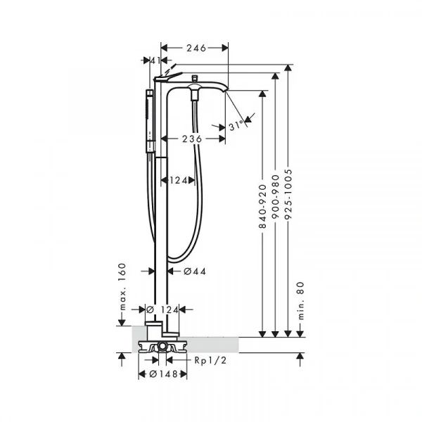 Фото смеситель для ванны hansgrohe vivenis 75445700