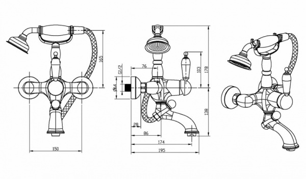 Фото смеситель для ванны boheme medici ripresa 303