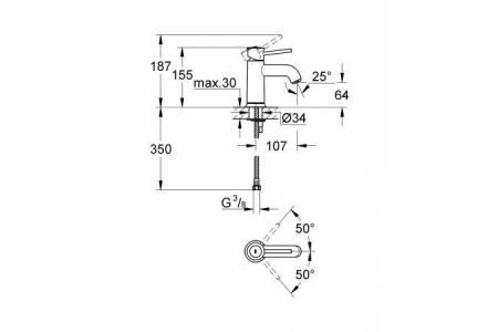 Фото смеситель для раковины grohe bauclassic 23162000