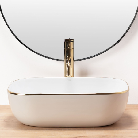 Фото раковина rea belinda gold edge 50 см rea-u8736