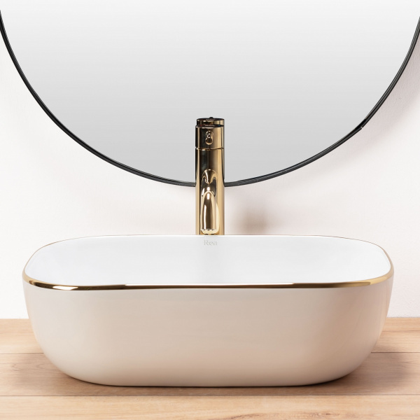 Фото раковина rea belinda gold edge 50 см rea-u8736