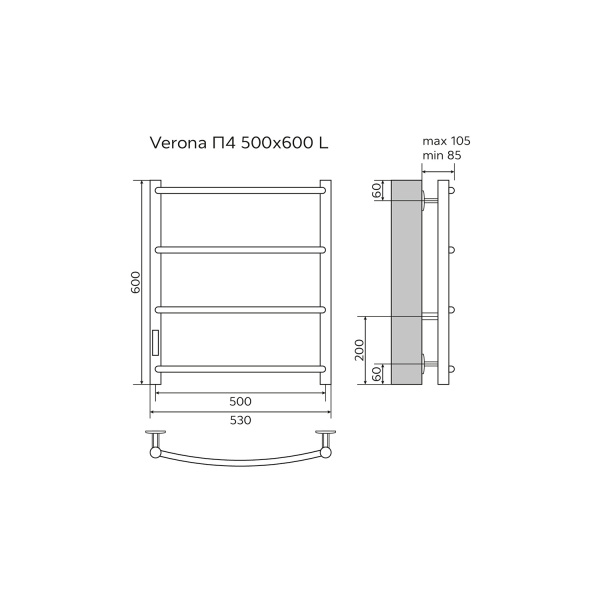 Фото электрический полотенцесушитель azario verona 50x60 см цвет: черный az04756b