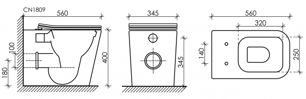 Фото унитаз-компакт, безободковый ceramicanova cubic cn1809