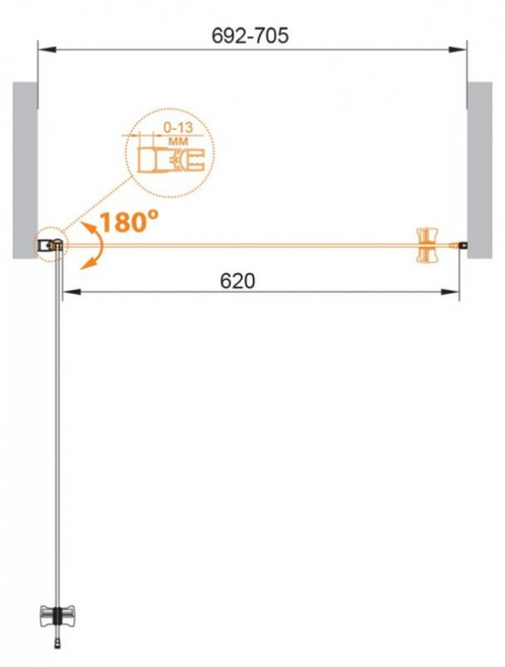 Фото душевая дверь cezares eco-o-b-1-70-c-cr 70 см