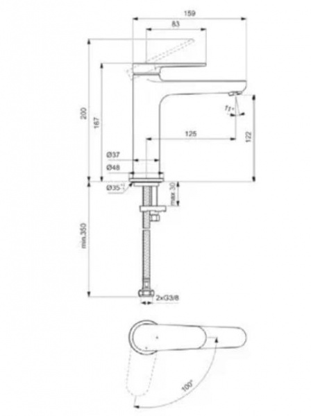 Фото смеситель для раковины ideal standard cerafine o nuovo bd770xg