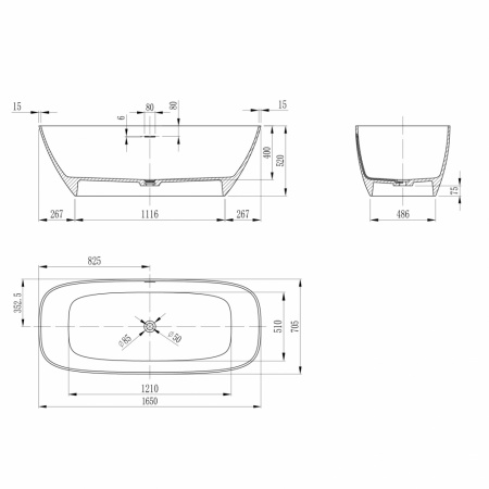Фото ванна из искусственного камня abber stein as9632 165x70.5 см
