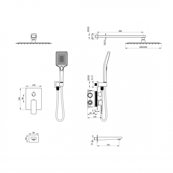 Фото душевой комплект oliveeka золото ol-88939003-bg