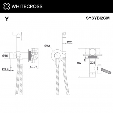 Фото встраиваемый смеситель для биде whitecross y sysybi2gm, цвет: оружейная сталь