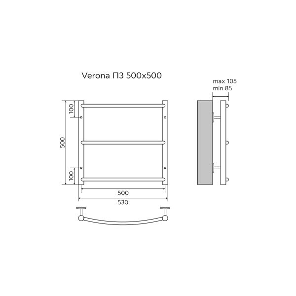 Фото водяной полотенцесушитель azario verona 50x50 см цвет: хром az04155