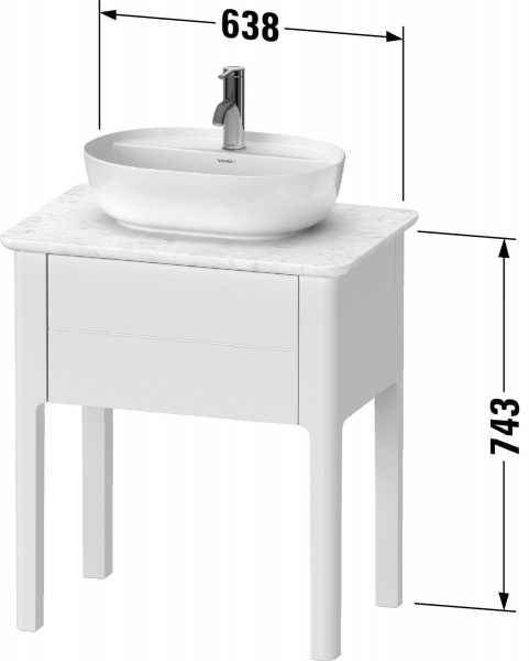 Фото тумба под раковину duravit luv 63 см, цвет: белый матовый сатиновый лак lu956003636
