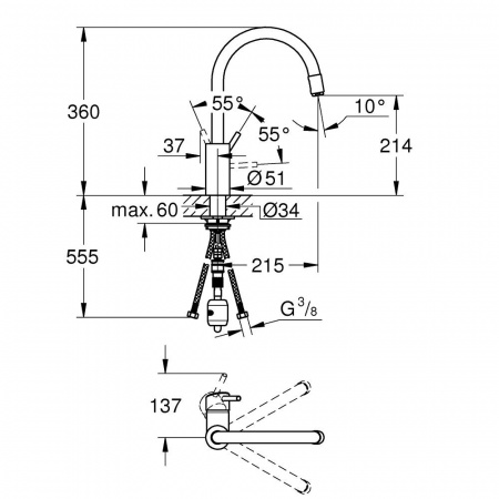 Фото смеситель для кухни grohe concetto new 32663dc3, цвет:сталь