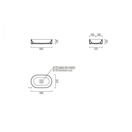 Фото раковина накладная gsi kube x 60 см 9458pvc11