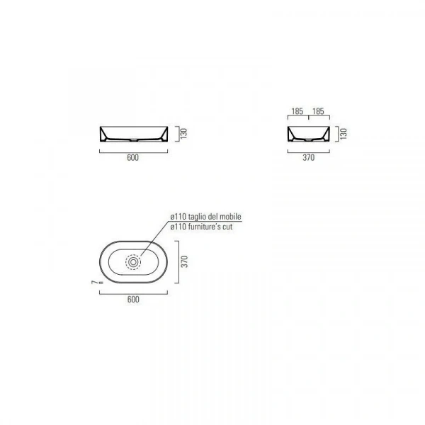 Фото раковина накладная gsi kube x 60 см 9458pvc11