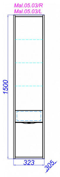 Фото пенал подвесной aqwella malaga 30 см l/r mal.05.03/l