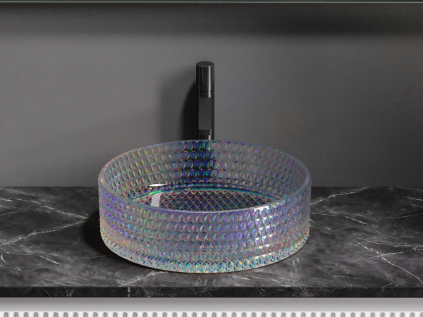 Фото раковина накладная ceramicanova cristal 36 см, цвет: неон cn6059