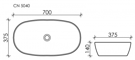 Фото раковина накладная ceramicanova element 70 см, цвет: белый cn5040