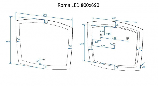 Фото зеркало art&max roma 80 см am-rom-800-700-ds-f
