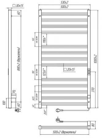 Фото электрический полотенцесушитель indigo attic romb 100/50 без полки lсlatcre100-50brrt
