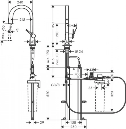 Фото смеситель для кухонной мойки hansgrohe aqittura 76826800