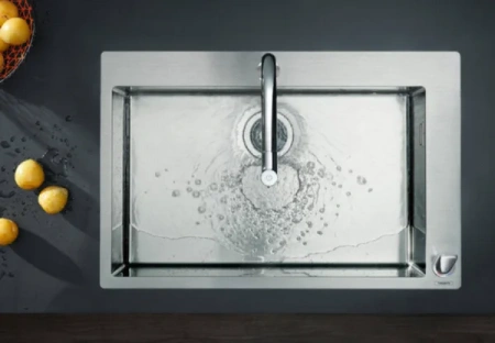Фото смеситель для кухонной мойки hansgrohe metris select 73819000