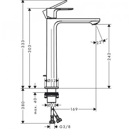 Фото смеситель для раковины hansgrohe rebris s 72590000